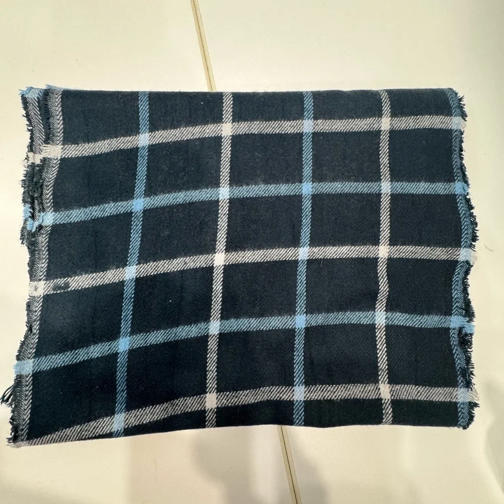 Banana Republic Plaid Fringe Scarf – Dark Blue n  Teal Check
